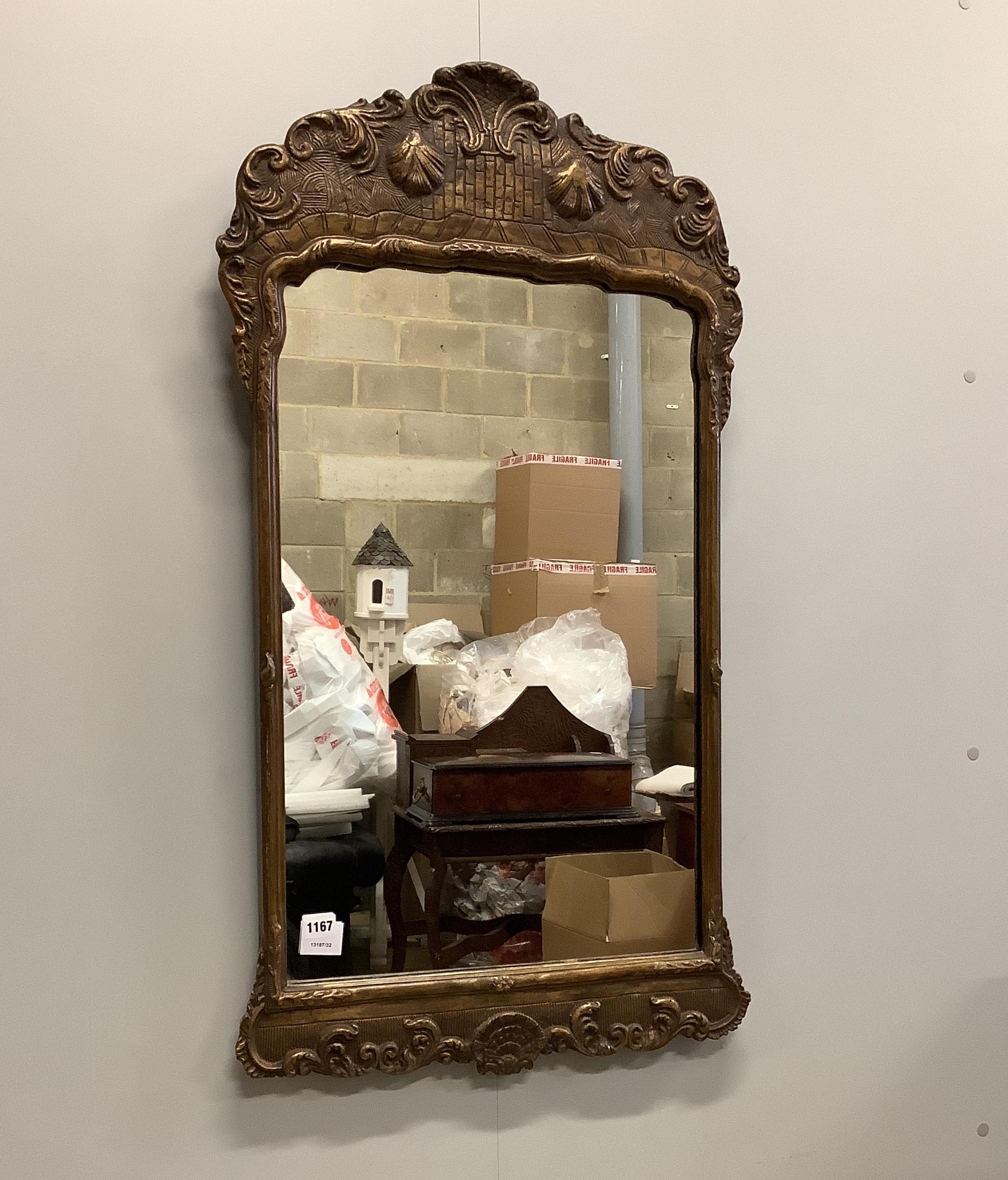 A George I style gilt wall mirror, width 54cm, height 100cm